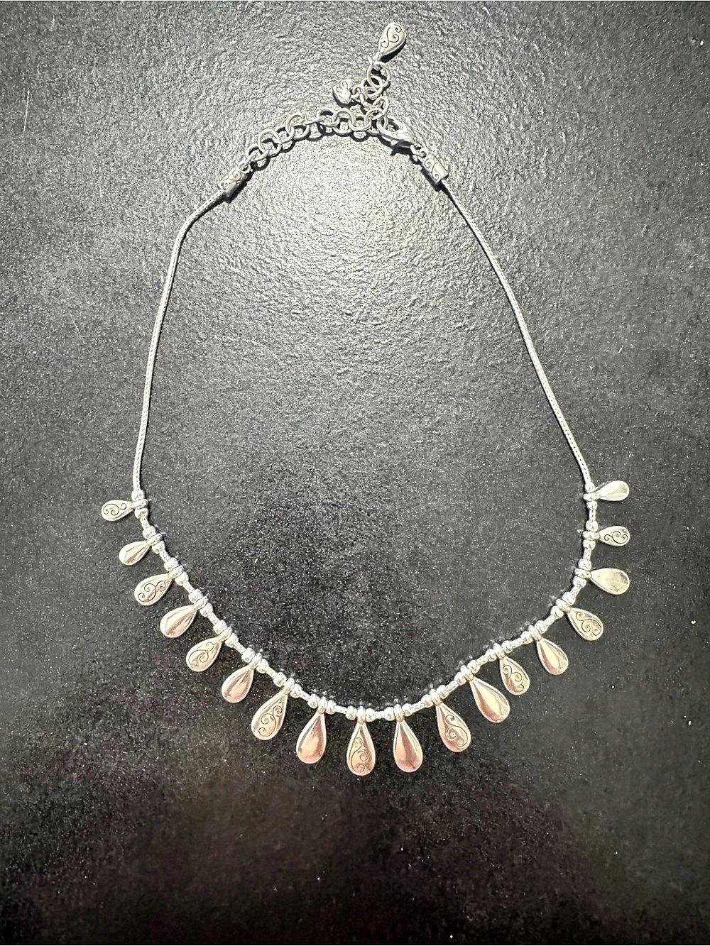 Brighton Silver Tone Teardrop Scroll Charm Necklace